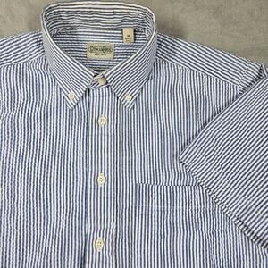 Gitman Bros Seersucker Shirt Mens M Button Down Short Sleeve Business Striped